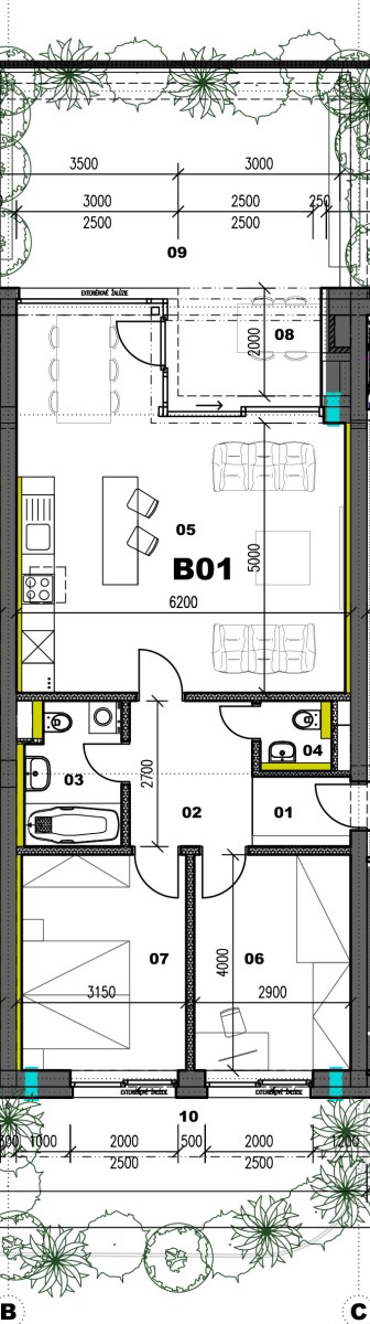 Na Kačici - B01 3i - Pôdorys