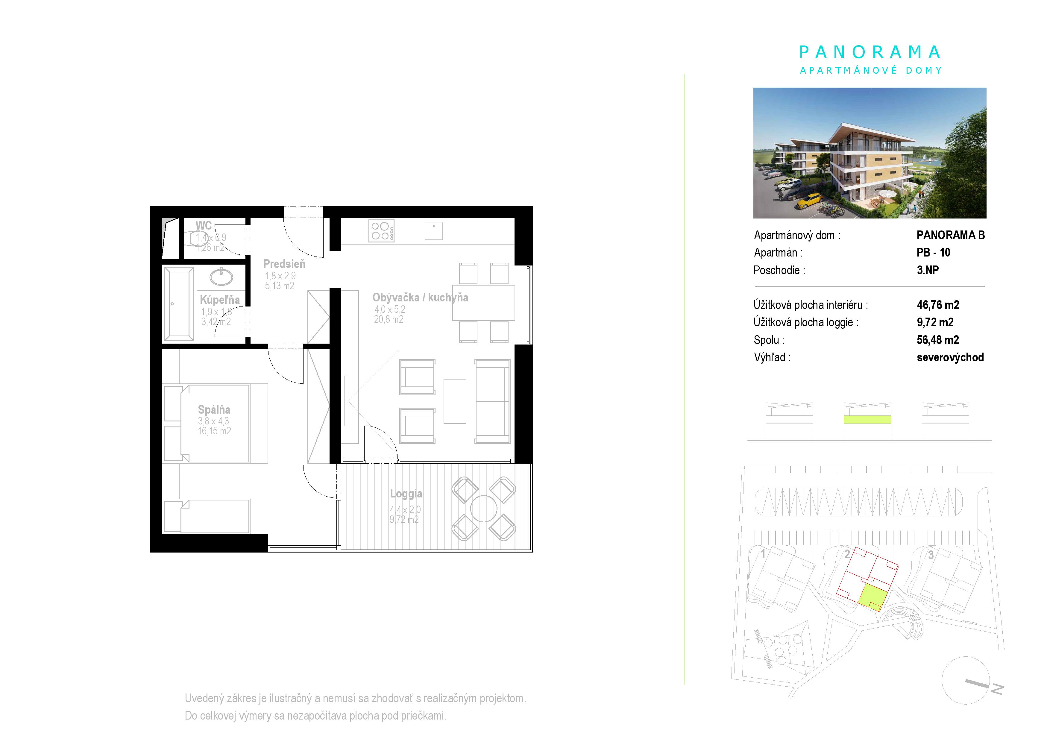 Apartmány Panorama - B10 - Pôdorys