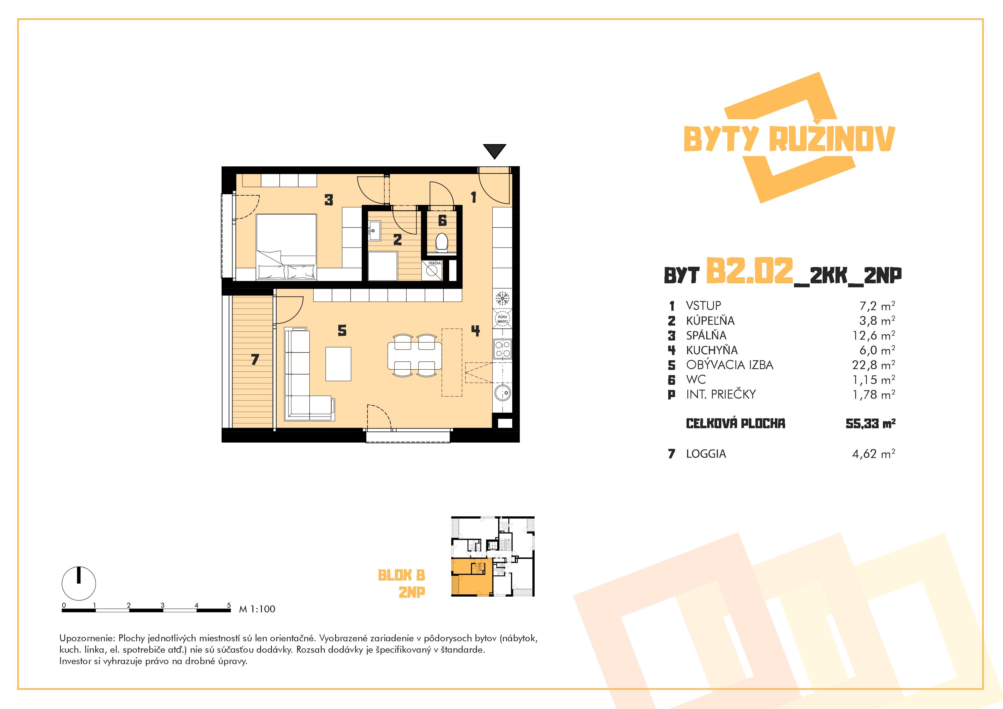Byty Ružinov - B2.02 - Pôdorys