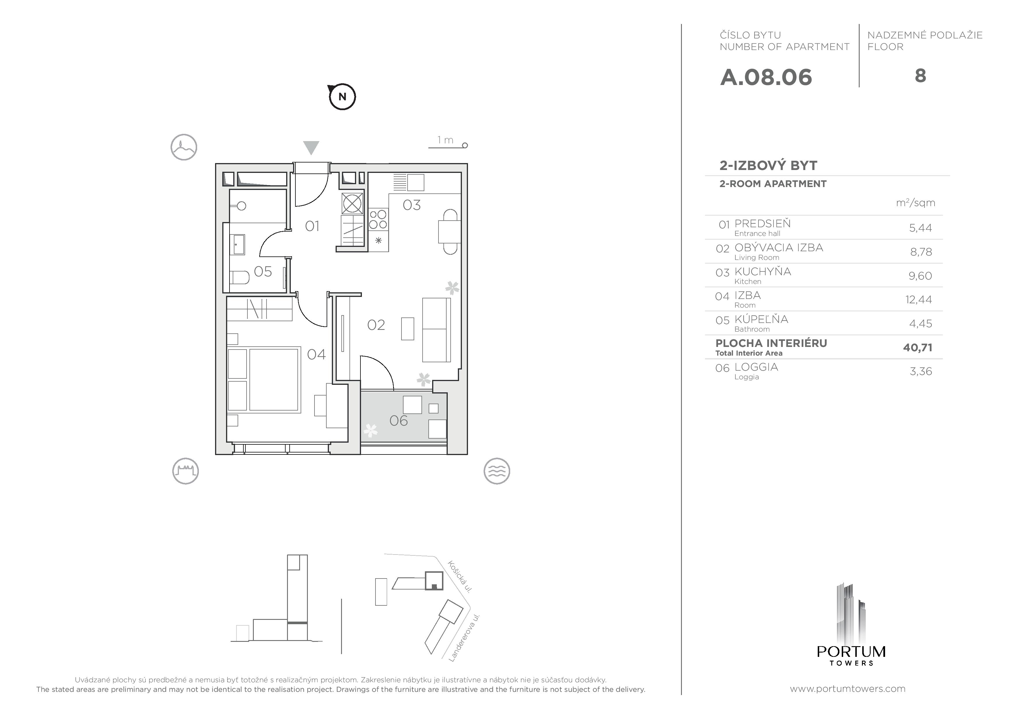 Portum Towers - A.08.06 - Pôdorys