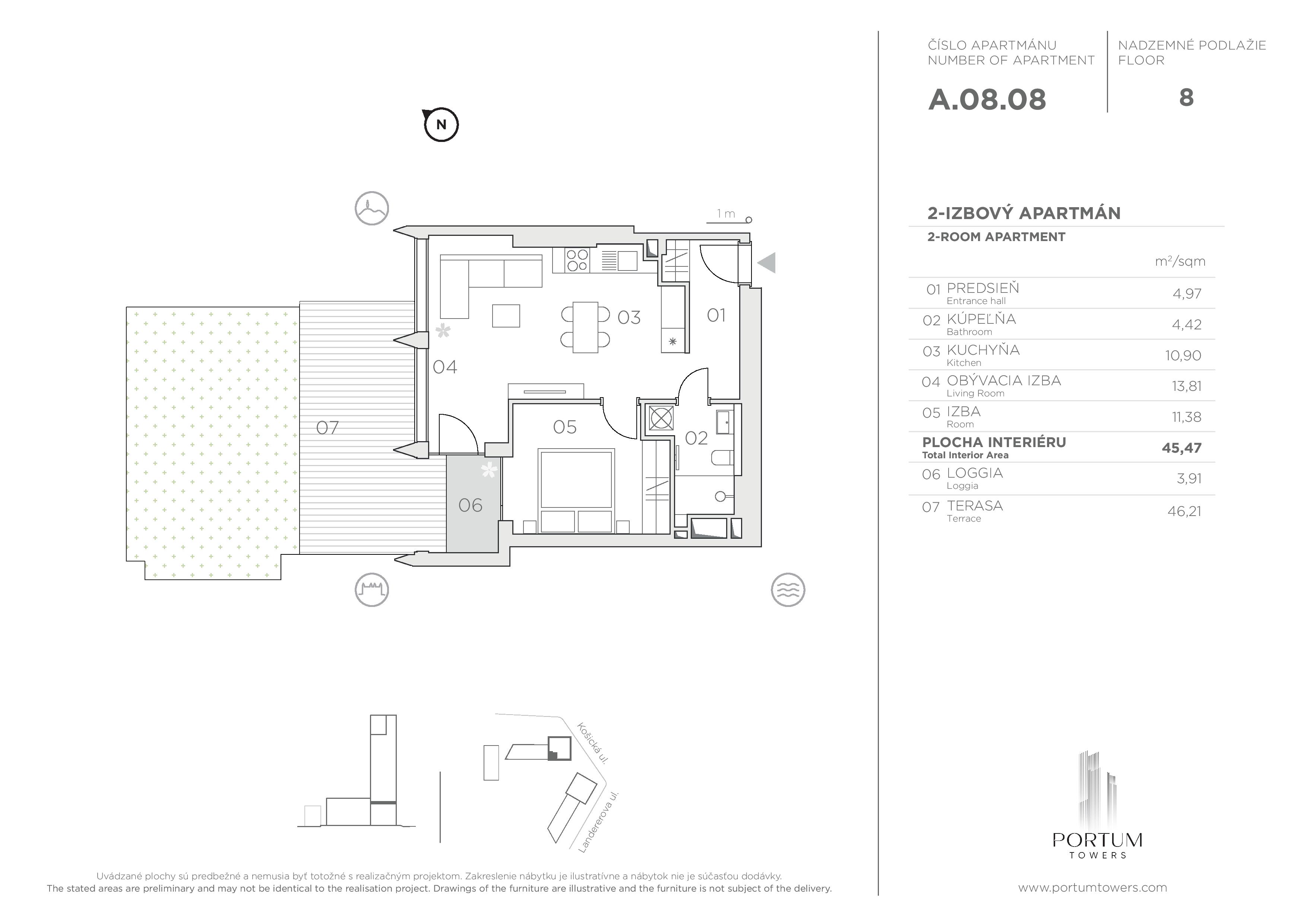 Portum Towers - A.08.08 - Pôdorys