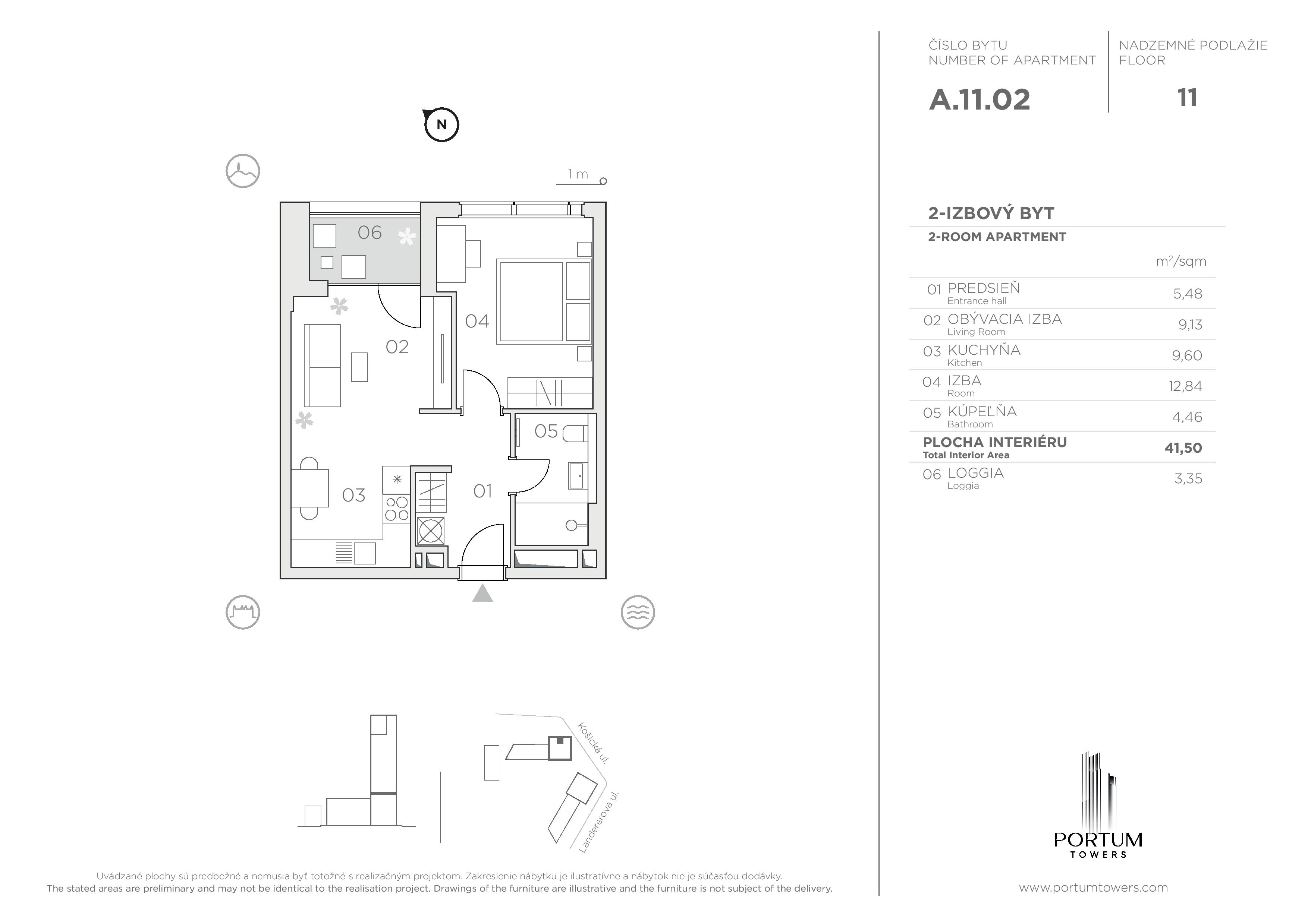 Portum Towers - A.11.02 - Pôdorys