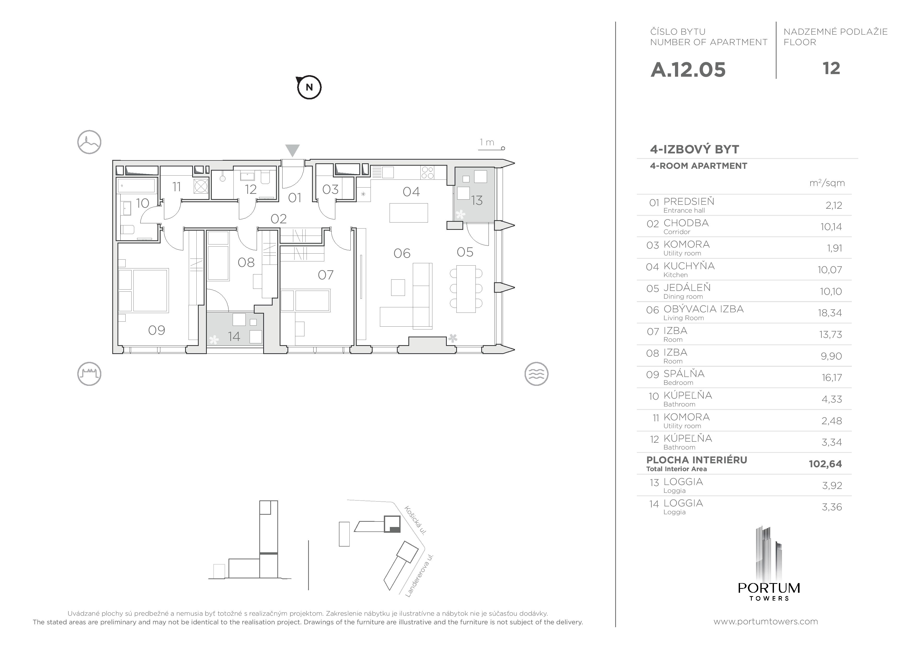 Portum Towers - A.12.05 - Pôdorys