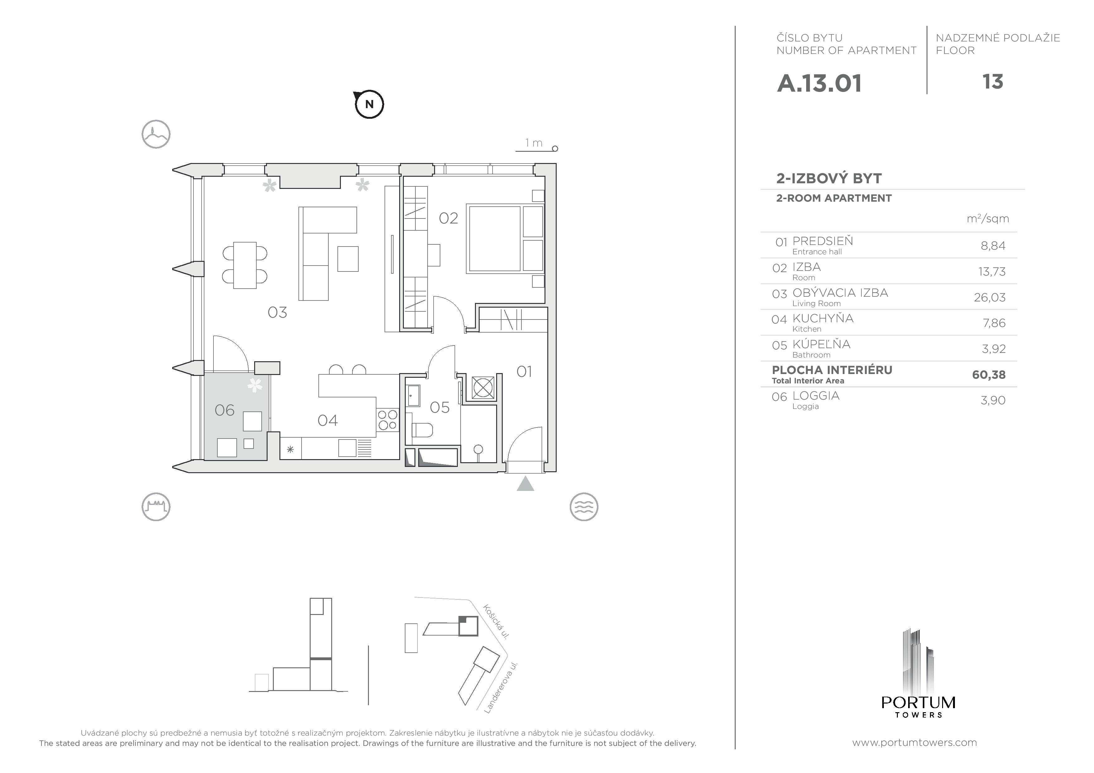 Portum Towers - A.13.01 - Pôdorys