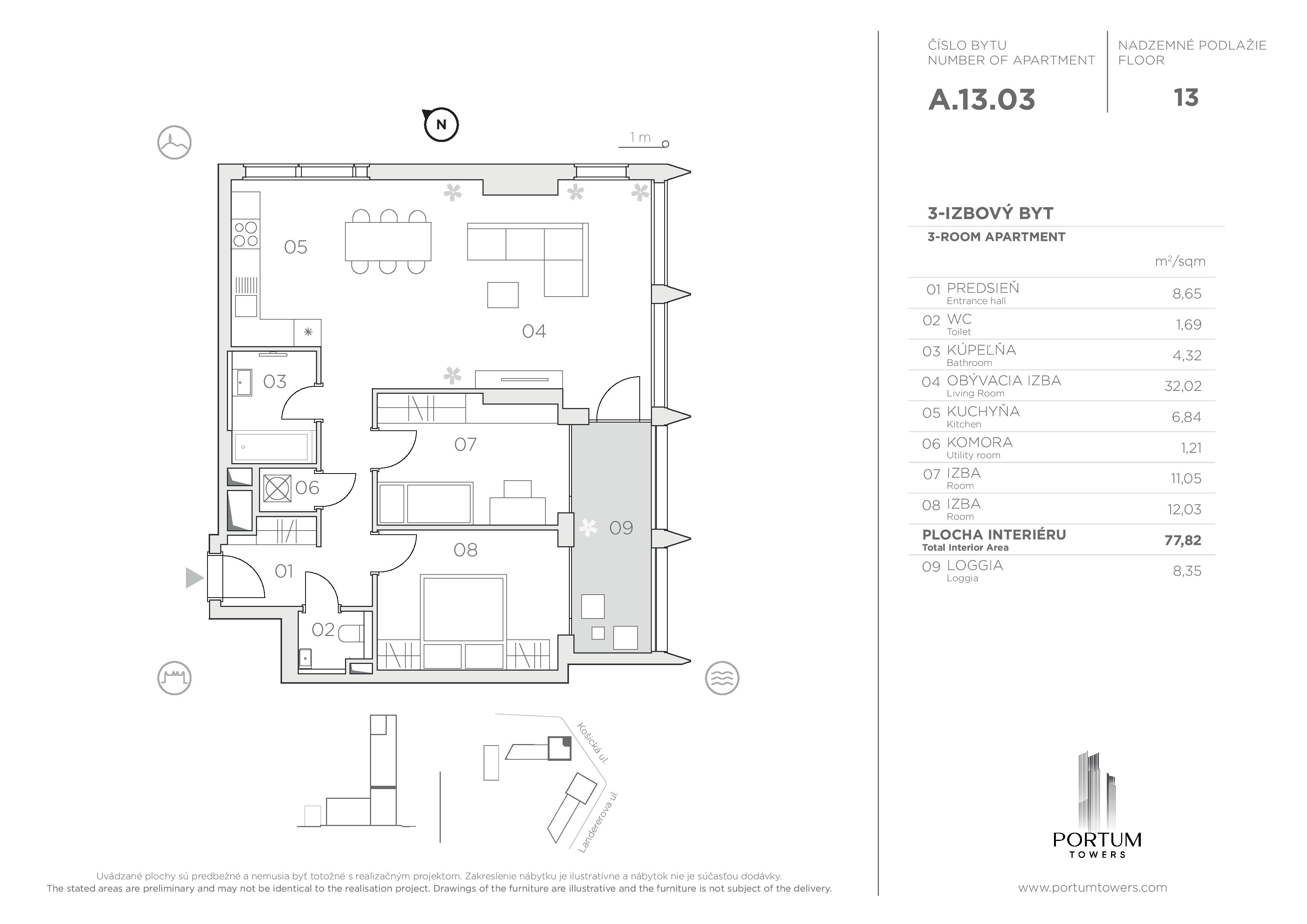 Portum Towers - A.13.03 - Pôdorys