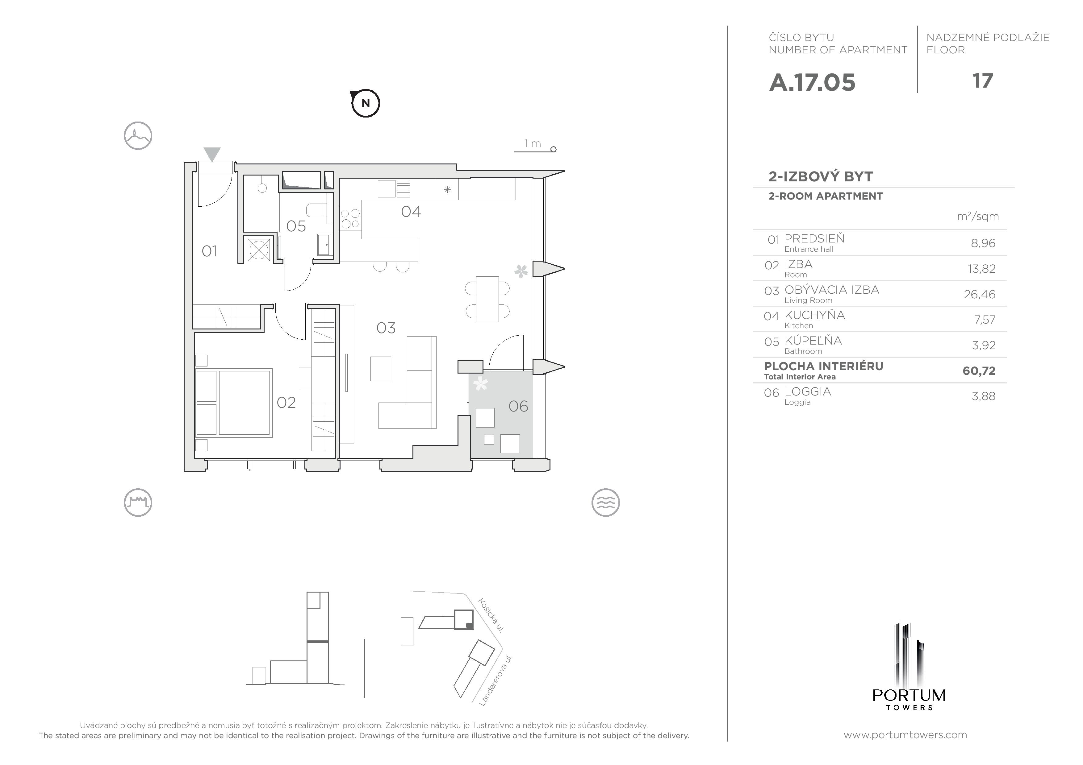 Portum Towers - A.17.05 - Pôdorys