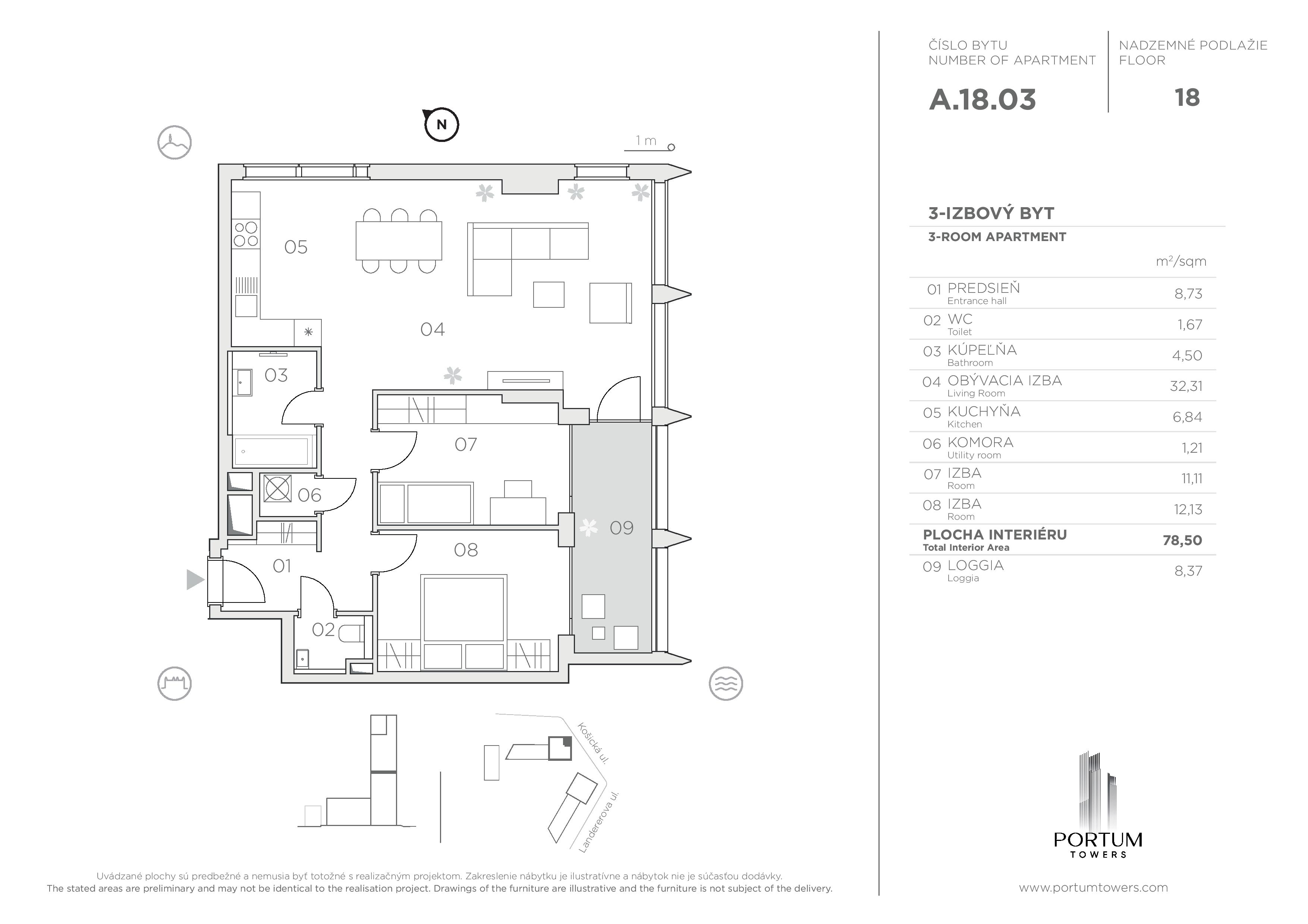Portum Towers - A.18.03 - Pôdorys