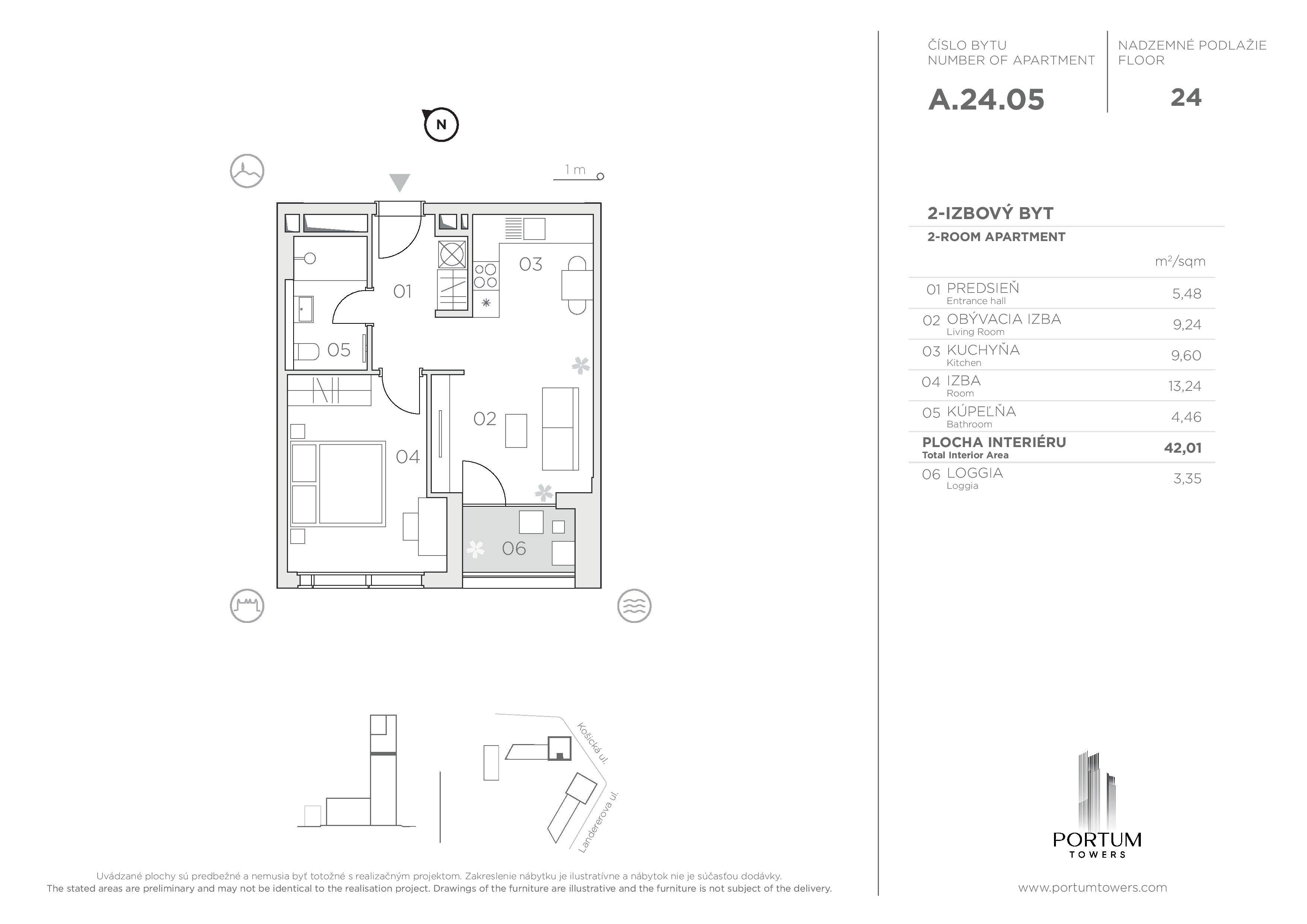 Portum Towers - A.24.05 - Pôdorys