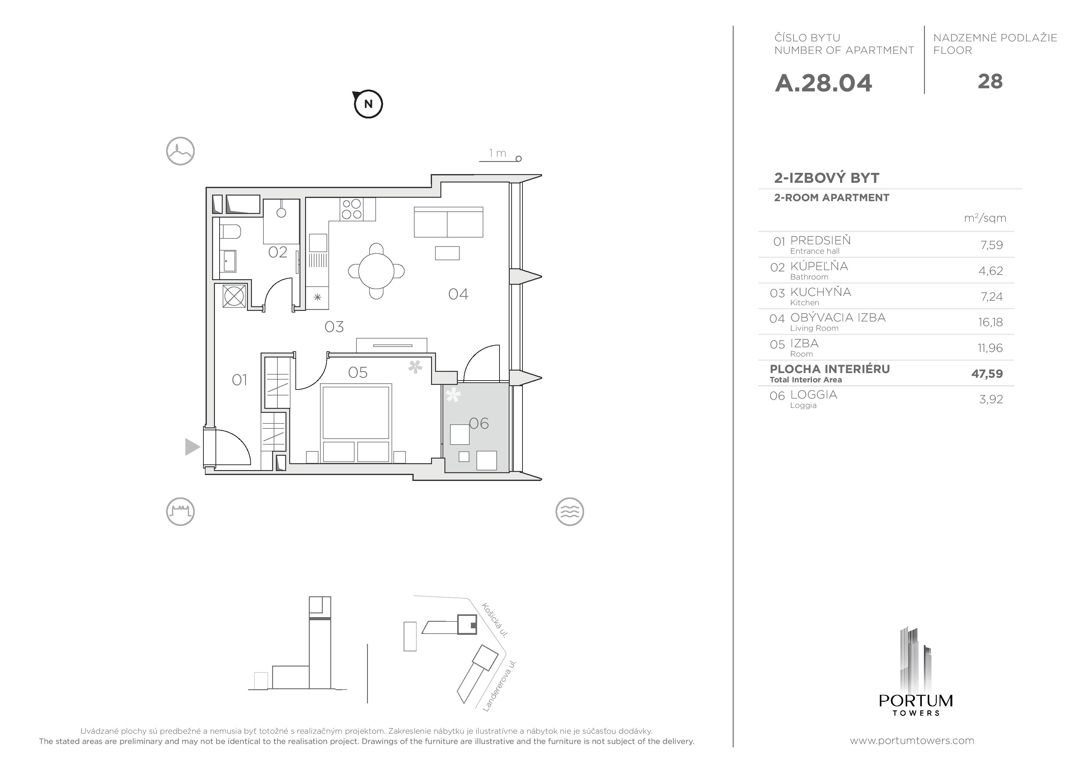 Portum Towers - A.28.04 - Pôdorys