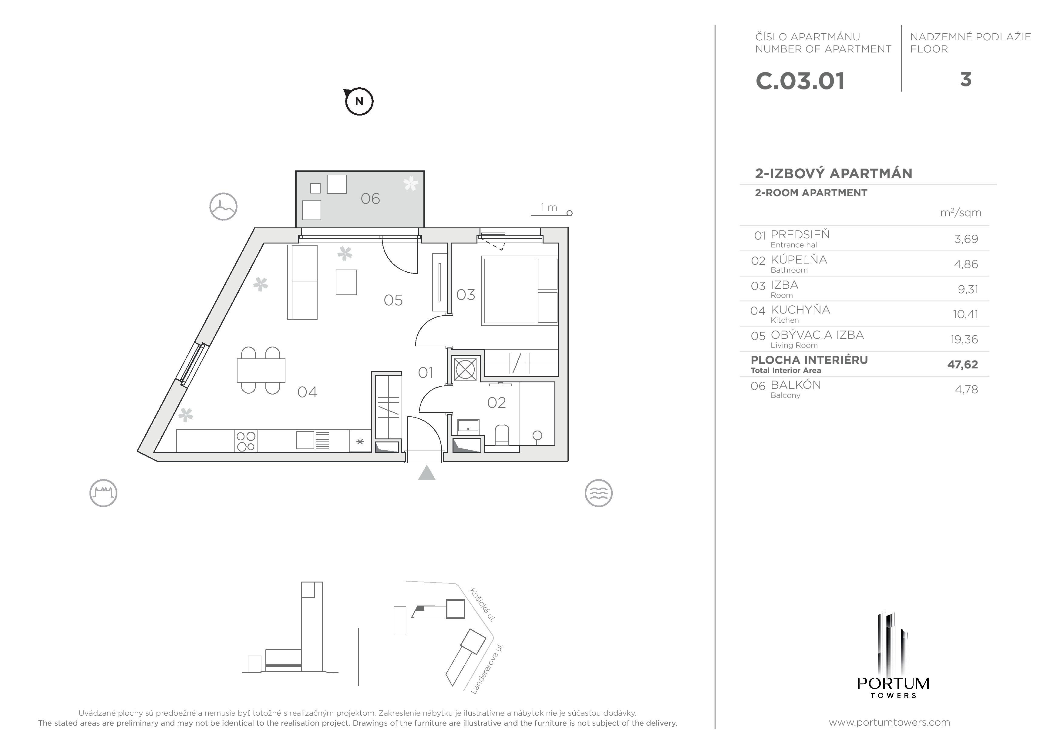 Portum Towers - C.03.01 - Pôdorys