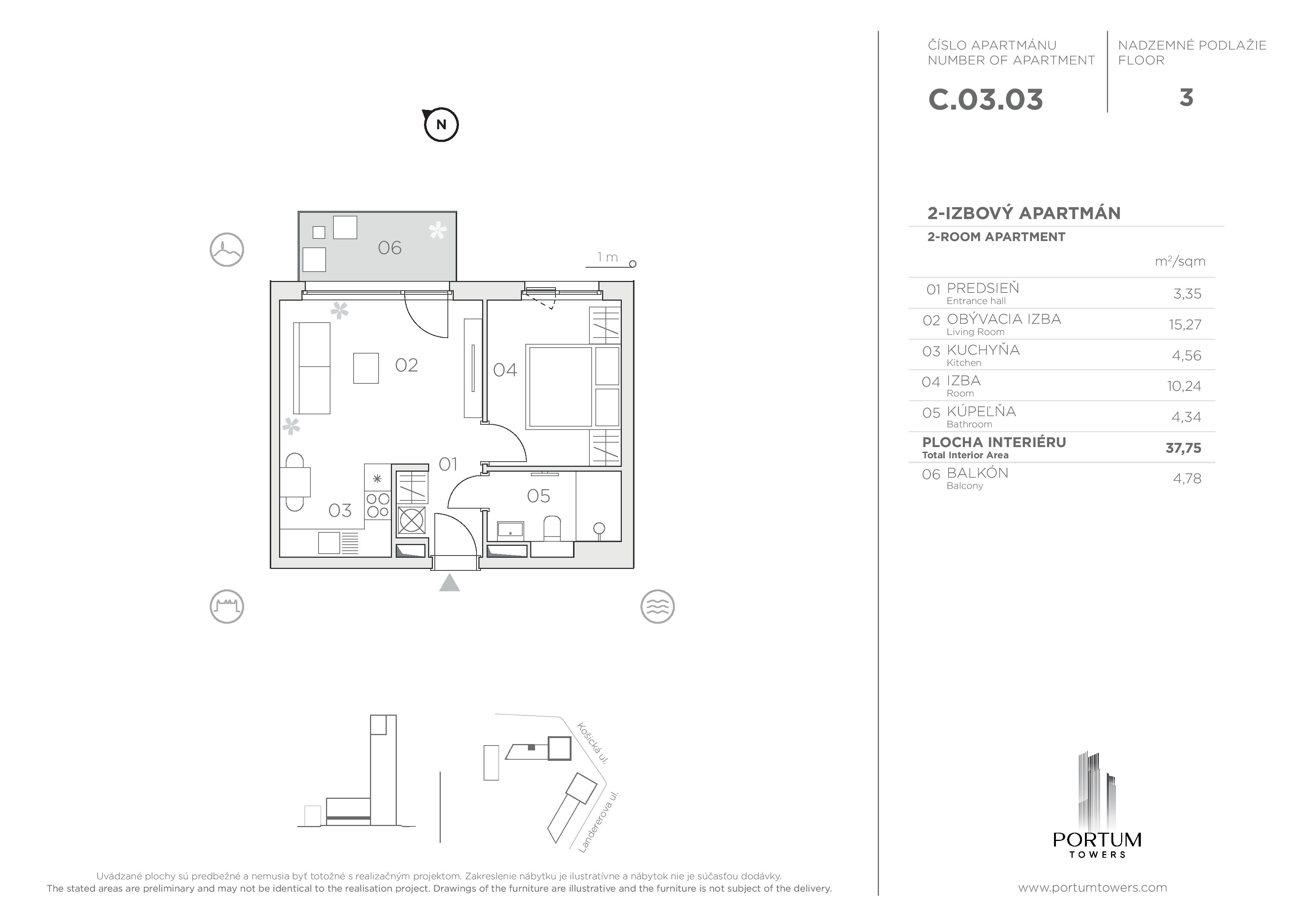 Portum Towers - C.03.03 - Pôdorys