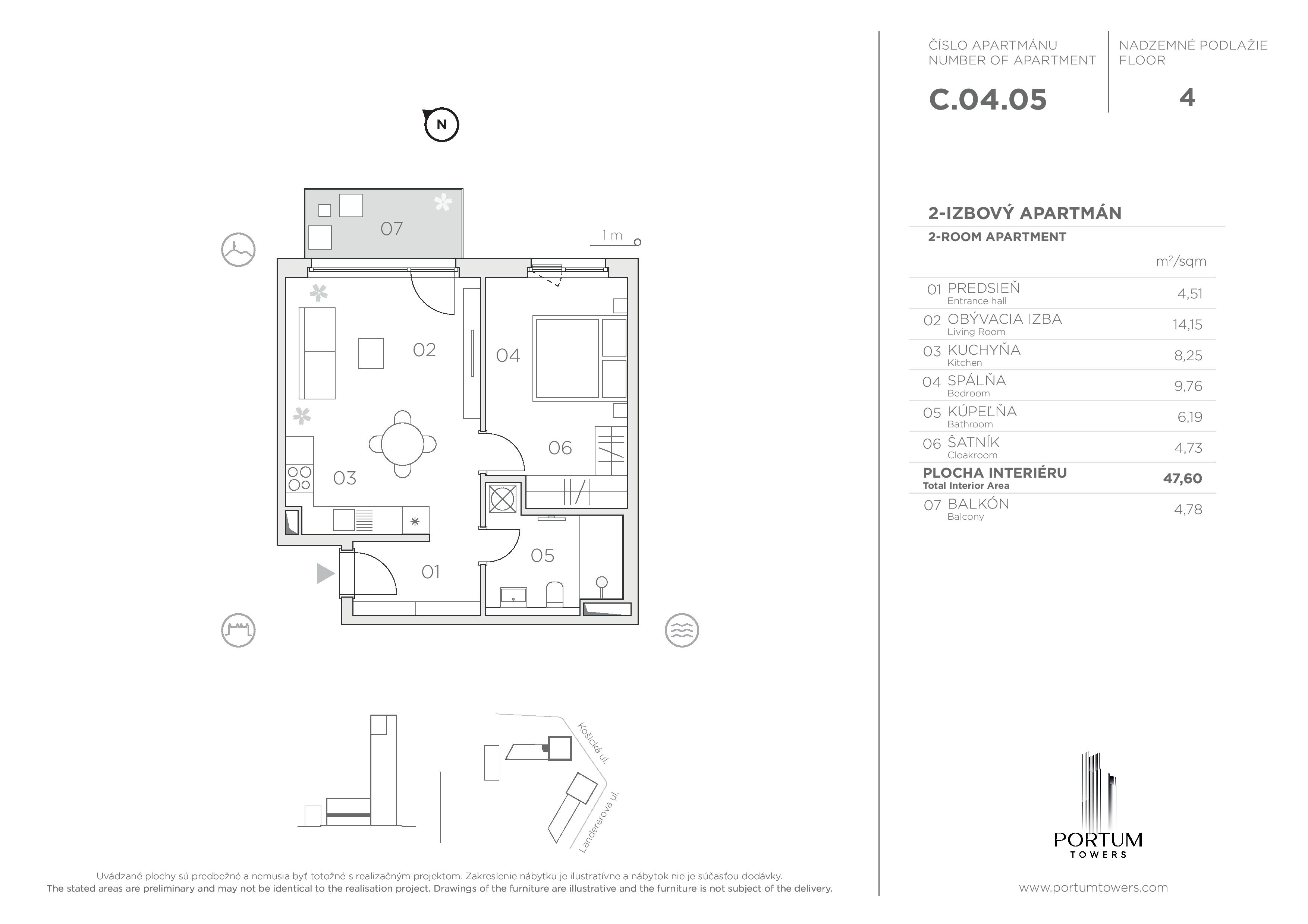 Portum Towers - C.04.05 - Pôdorys