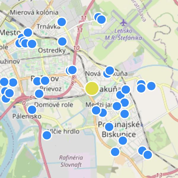 Rebarborová - map