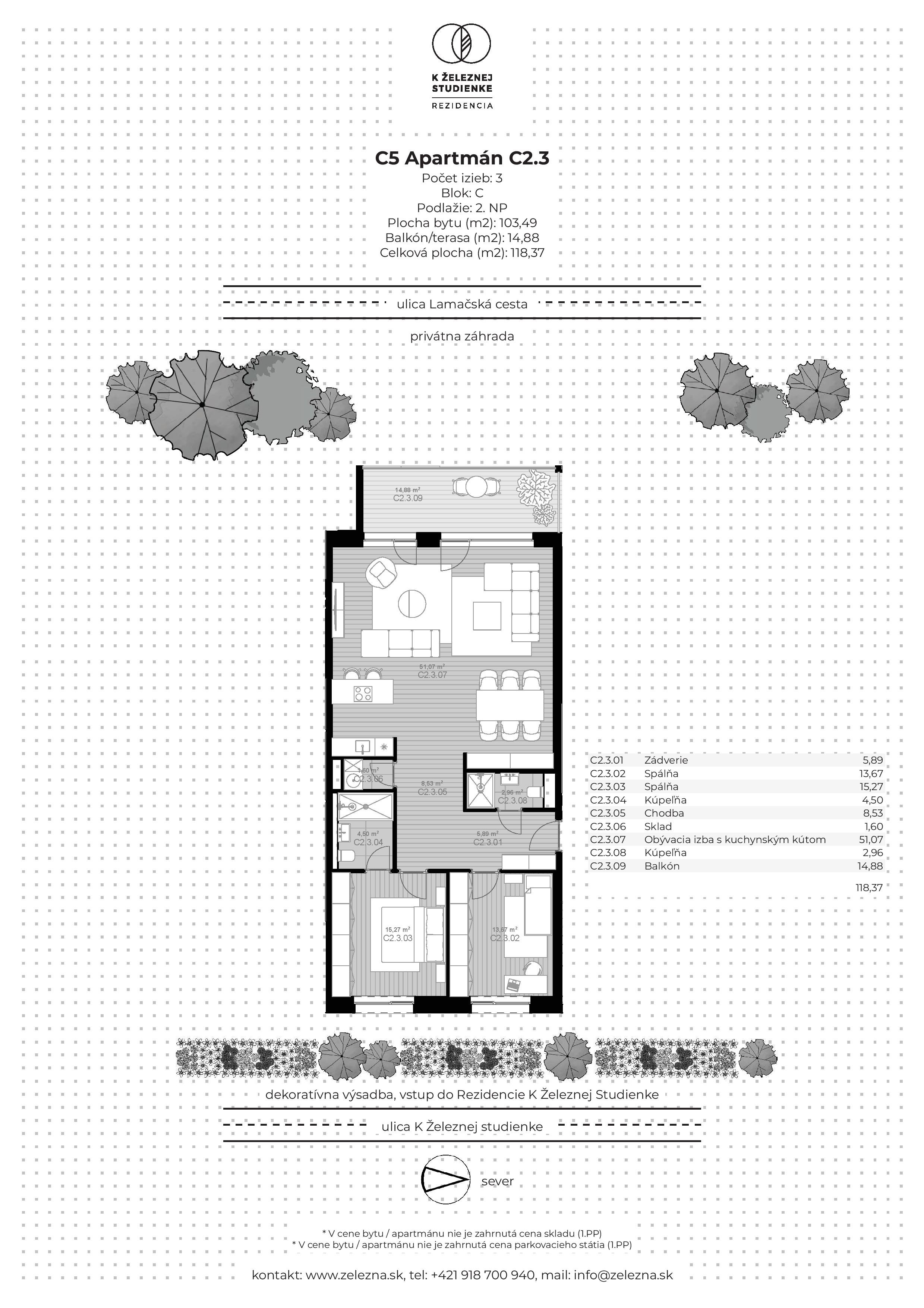 Rezidencia K Železnej Studienke - C5 Apartman C2.3 - Pôdorys