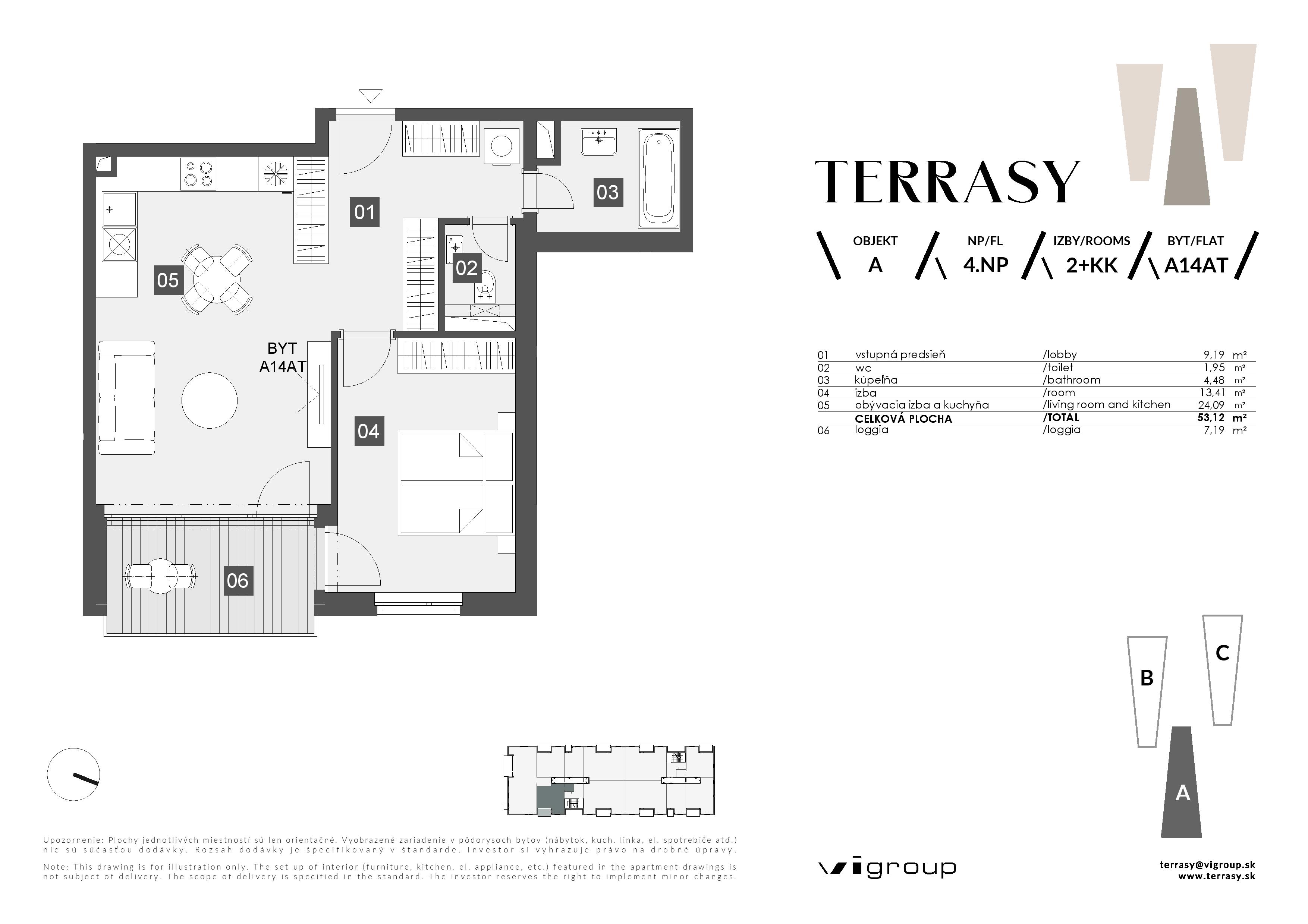 Terrasy - A14AT - Pôdorys