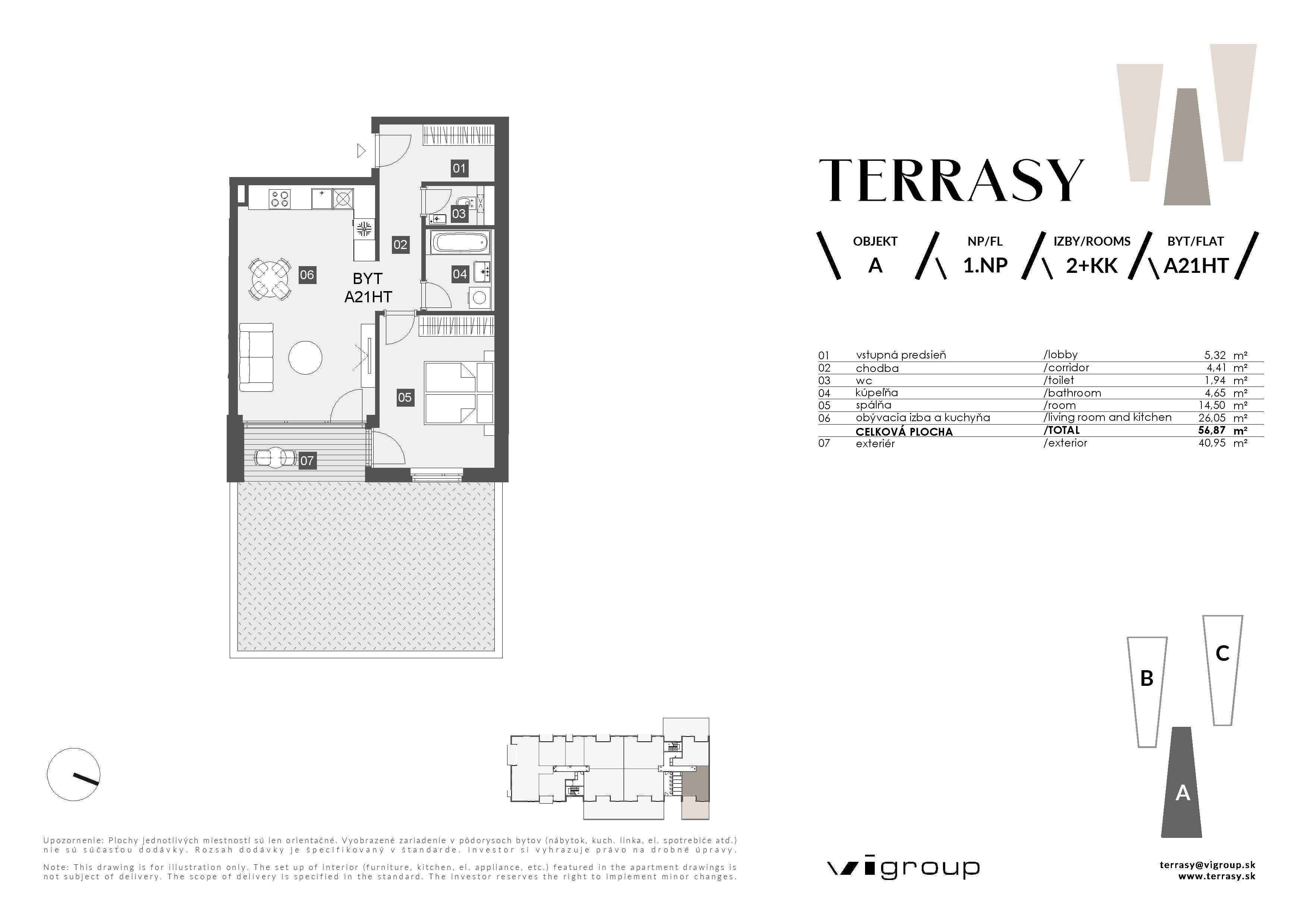 Terrasy - A21HT - Pôdorys