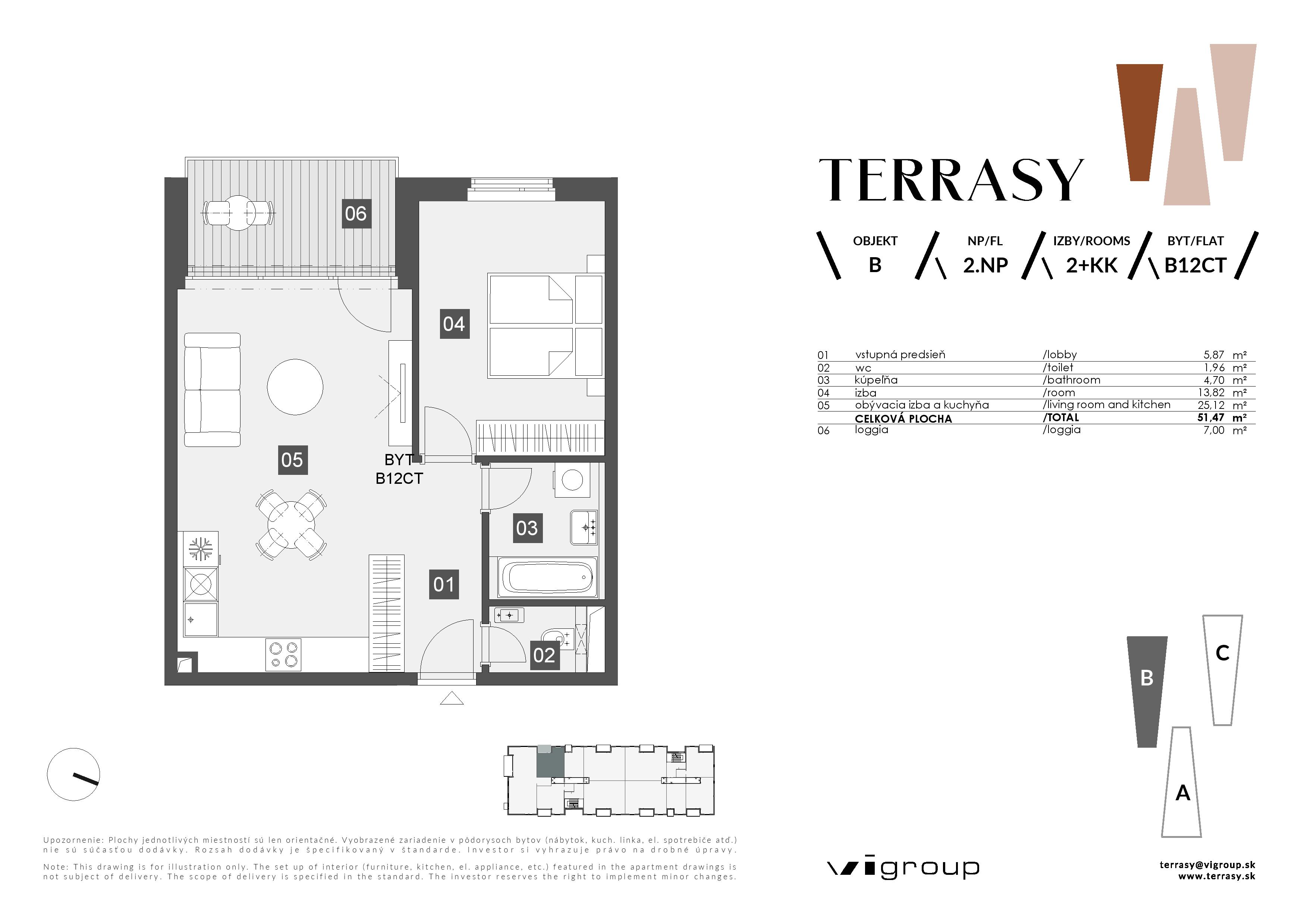 Terrasy - B12CT - Pôdorys