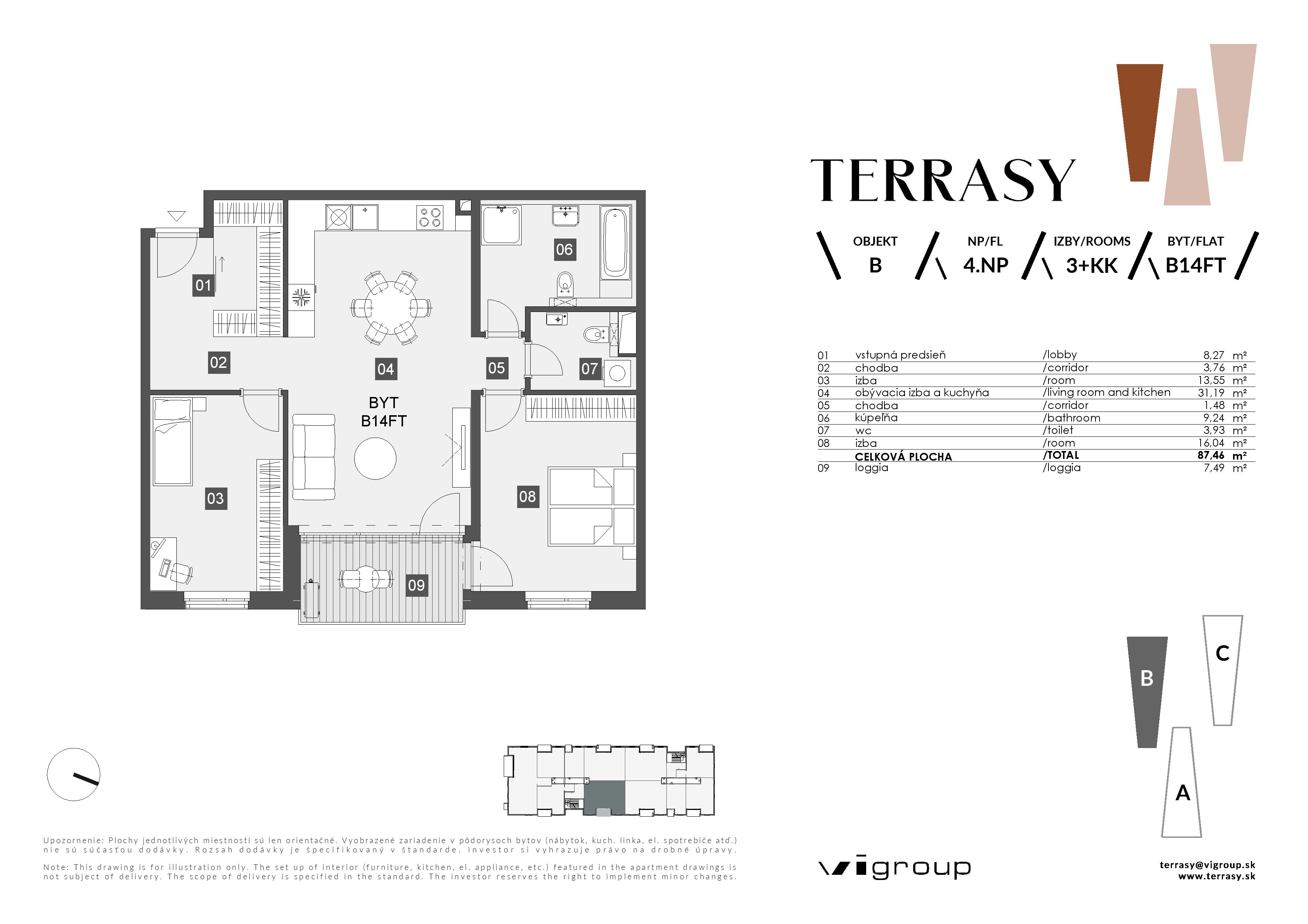 Terrasy - B14FT - Pôdorys