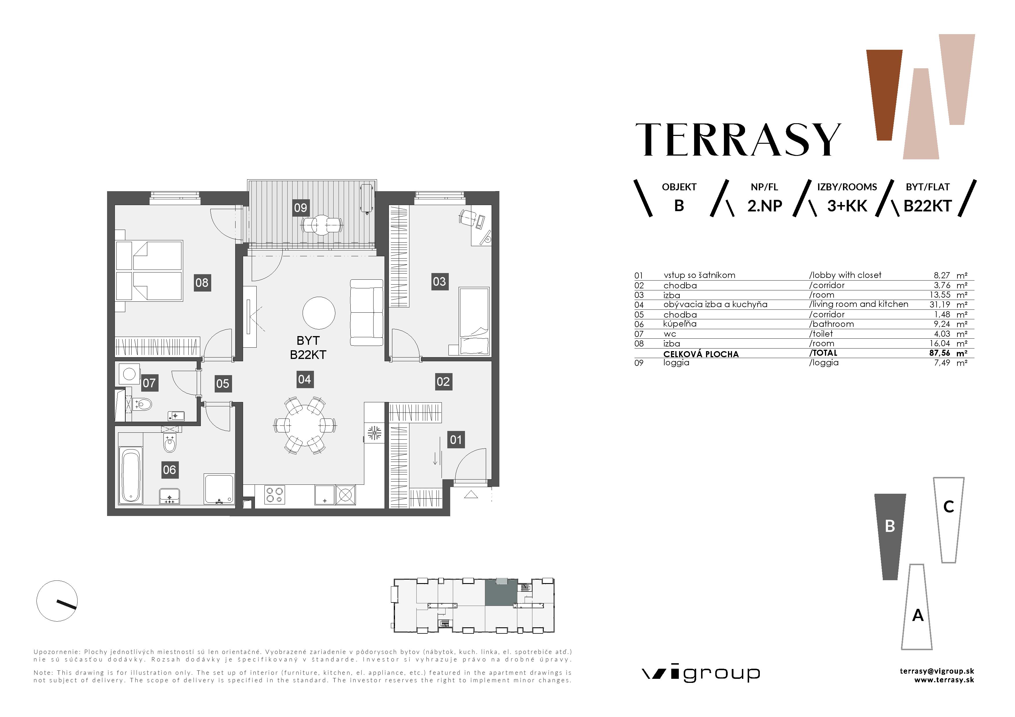 Terrasy - B22KT - Pôdorys
