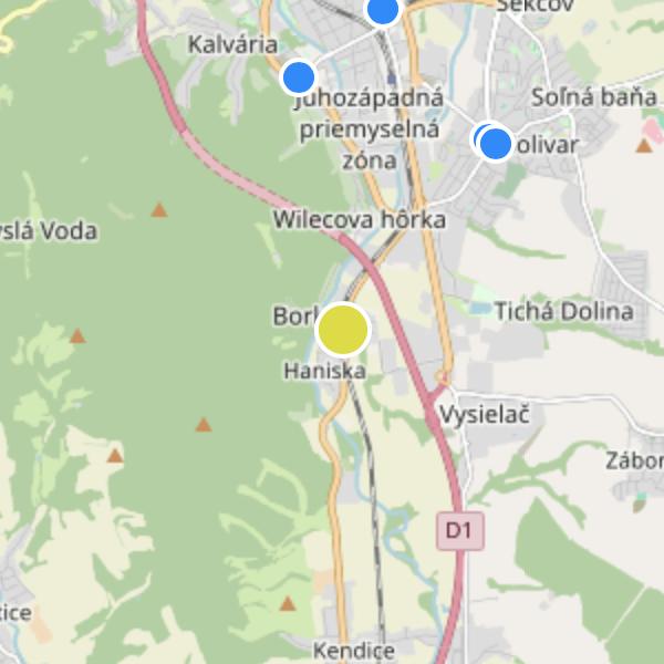 Nová štvrť Haniska pri Prešove - map