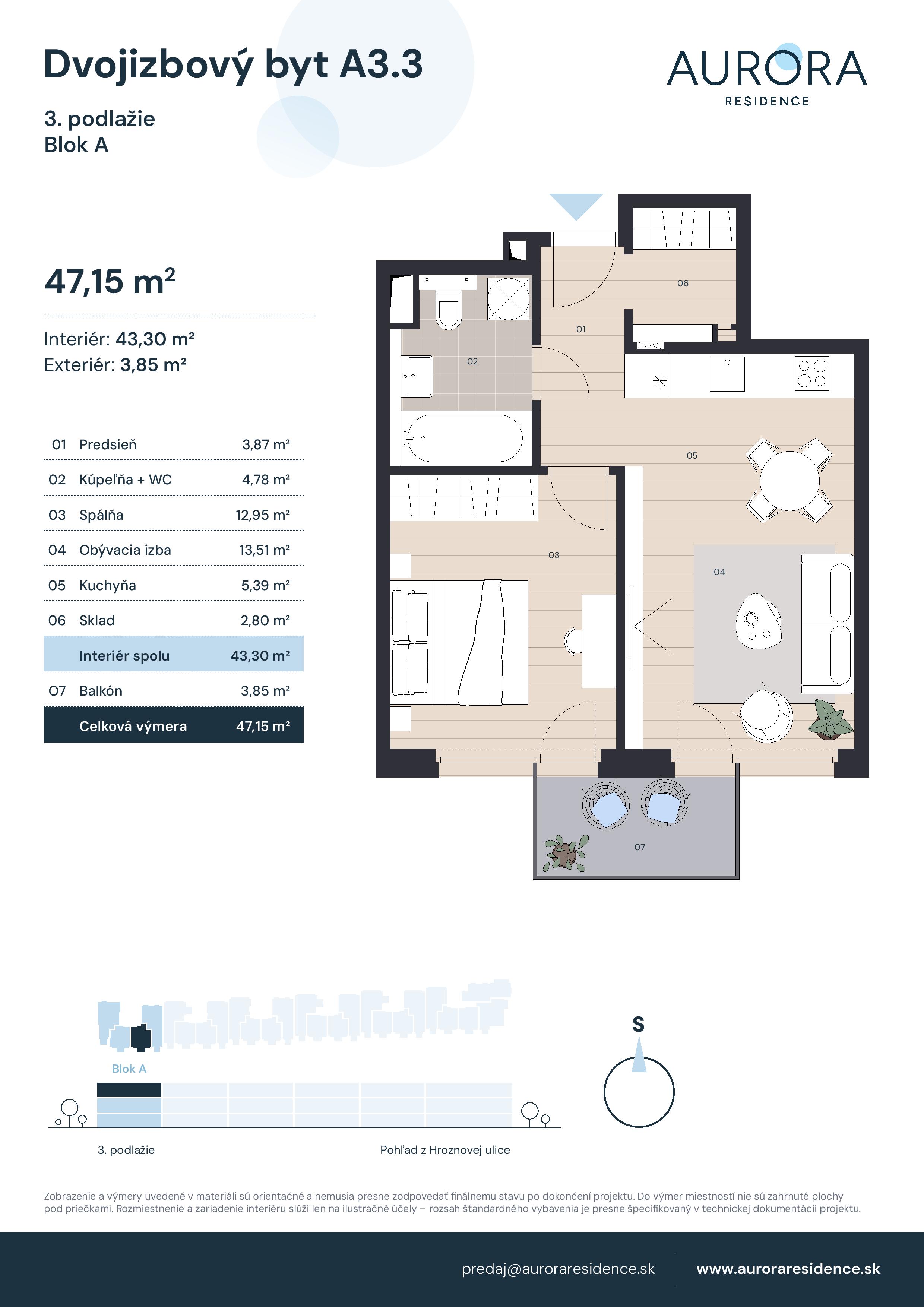 Aurora Residence - A3.3 - Pôdorys