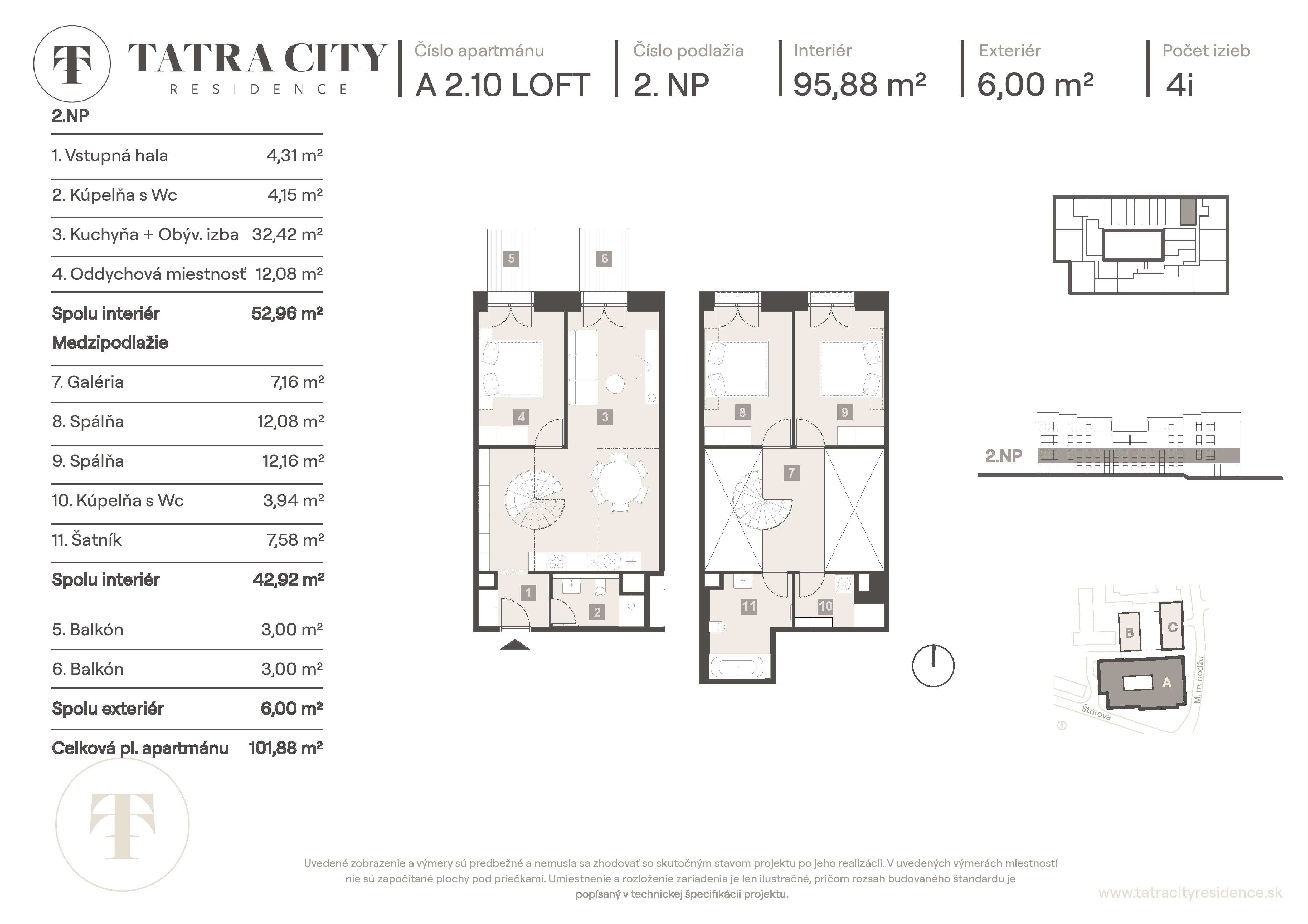 Tatra City Residence - A 2.10 LOFT - Pôdorys