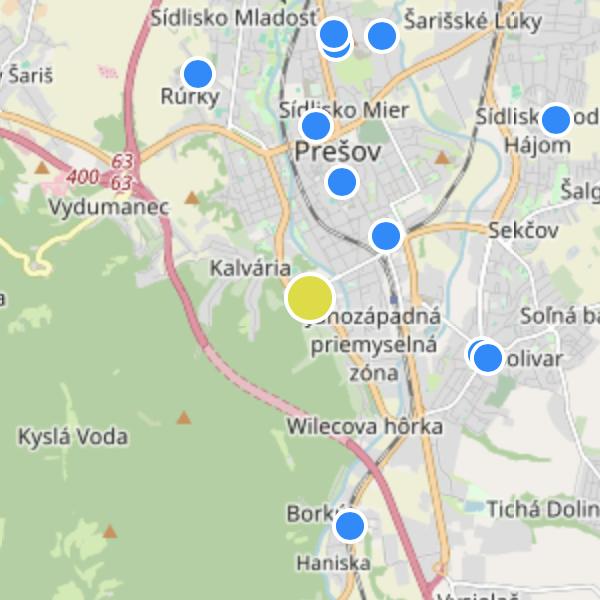 Pražská - map