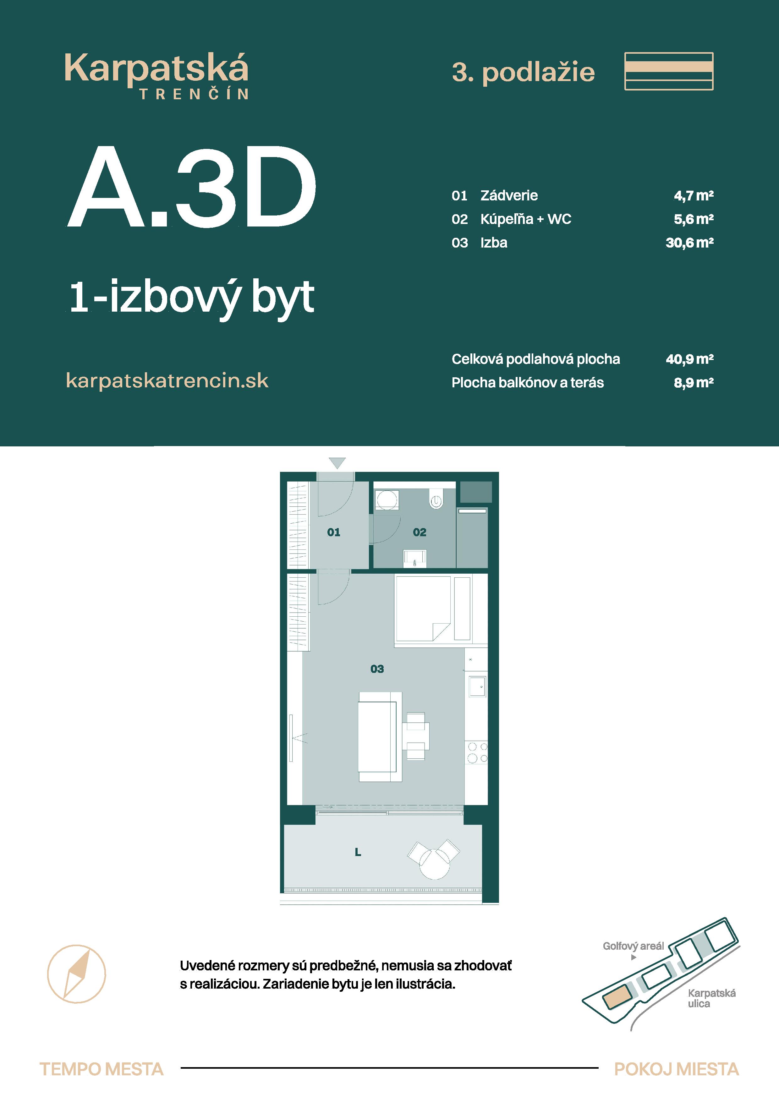 Karpatská Trenčín - A.3D - Pôdorys